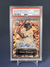 Marketplace image: Braden Montgomery 2024 Bowman Draft Sapphire Selections Superfractor 1/1 PSA 10