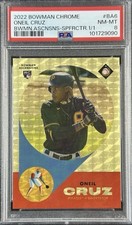 Marketplace image: ONEIL CRUZ PSA 8 2022 BOWMAN CHROME #BA-6 ROOKIE ASCENSIONS SUPERFRACTOR RC 1/1