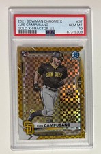 Marketplace image: 2021 Bowman Chrome X LUIS CAMPUSANO Gold X-Fractor 1/1 PSA 10 Superfractor
