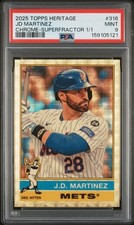 Marketplace image: 2025 Topps Heritage Chrome JD Martinez Superfractor Mets Baseball Card
