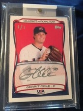 Marketplace image: 2010 Topps USA Gerrit Cole RC AUTO SILVER INK 1/1   Superfractor