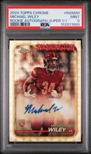 Marketplace image: MICHAEL WILEY 2024 TOPPS CHROME ROOKIE AUTOGRAPHS SUPERFRACTOR 1/1 PSA 9