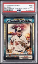 Marketplace image: 2025 BOWMAN DRAFT PRIZED PROSPECTS SUPERFRACTOR 1/1 #PP-8 IKE IRISH 1/1 PSA 9