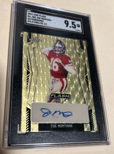 Marketplace image: #1/1 JOE MONTANA AUTO SGC 9.5 MT+ FLASH GOLD CIRCLES VINYL  “SUPERFRACTOR” POP 1
