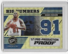 Marketplace image: DENNIS RODMAN Leaf Premium MASTERPIECE GOLD SUPERFRACTOR Proof BIG NUMBERS 1/1