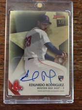 Marketplace image: 2015 Eduardo Rodriguez Bowman’s Best Auto Superfractor Refractor 1/1 Rookie Rc
