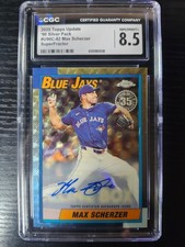 Marketplace image: 2025 Topps Chrome Max Scherzer  Auto Superfractor /1 # U90C-82 CGC 8.5 Blue Jays