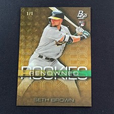 Marketplace image: 2020 Bowman Platinum Seth Brown 1/1 Foilfractor RC Renowned Rookies Superfractor