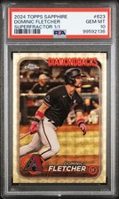 Marketplace image: 2024 TOPPS CHROME SAPPHIRE SUPERFRACTOR 1/1 #623 DOMINIC FLETCHER 1/1 PSA 10