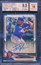 Marketplace image: LUIS GUILLORME 2018 Bowman Chrome SUPERFRACTOR AUTO #1/1 BGS 9.5/10 RC NY Mets