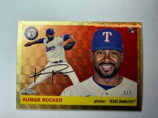Marketplace image: Kumar Rocker Superfractor RC 1/1 2025 Chrome Platinum Anniversary Rookie Rangers