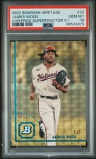 Marketplace image: 2022 BOWMAN HERITAGE CHROME PROSPECTS SUPERFRACTOR 1/1 #22 JAMES WOOD 1/1 PSA 10