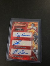 Marketplace image: 2025 Leaf Notre Dame Triple Auto Superfractor 1/1 Carr Greathouse Jeremiyah Love