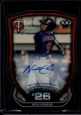 Marketplace image: 2015 Bowman Chrome Nick Gordon #BTP-26 Bowman Scouts' Superfractor Auto 1/1