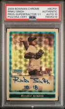 Marketplace image: 2009 Bowman Chrome #BCP91 Rinku Singh Superfractor 1st Rookie Card RC Auto 1/1