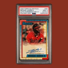 Marketplace image: 2025 TOPPS SILVER PACK MICHAEL HARRIS II AUTO-SUPERFRACTOR 1/1 PSA/DNA CERT