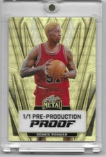 Marketplace image: DENNIS RODMAN Leaf MASTERPIECE GOLD Super Prismatic SUPERFRACTOR Proof Card 1/1