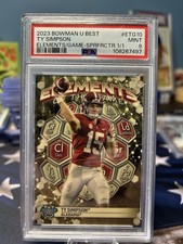 Marketplace image: Final Sale! 2023 Bowman U Best Ty Simpson Elements of the Game Superfractor 1/1