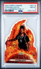 Marketplace image: 2024 Topps Chrome Stephen Castle 451 Superfractor 1/1 Rookie RC SSP Spurs PSA 8