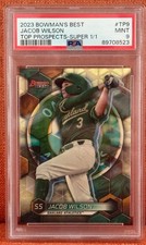 Marketplace image: 2023 Bowman's Best - Top Prospects Jacob Wilson #TP-9 Superfractor 1/1 PSA 9