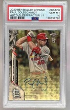 Marketplace image: Paul Goldschmidt 2020 Topps Chrome Ben Baller SuperFractor Auto 1/1 PSA 10