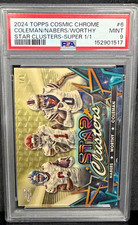 Marketplace image: 2024 Topps Cosmic Chrome Star Clusters Worthy/Coleman/Nabers Superfractor 1/1