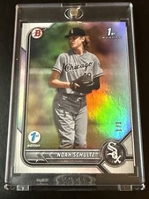 Marketplace image: 2022 Bowman Draft 1st Edition Noah Shultz Foil Superfractor 1/1 White Sox