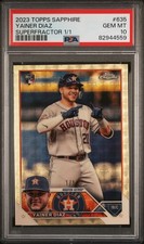 Marketplace image: 2023 TOPPS CHROME SAPPHIRE SUPERFRACTOR 1/1 YAINER DIAZ ROOKIE RC 1/1 PSA 10