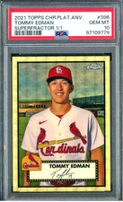 Marketplace image: 2021 Topps Chrome Platinum Anniversary Tommy Edman SUPERFRACTOR #1/1 PSA 10 GEM