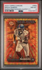 Marketplace image: 2024 Topps Chrome Malik Nabers Radiating Rookies RC Superfractor True 1/1 PSA 8