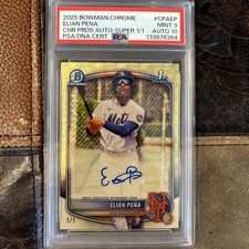 Marketplace image: 2025 Bowman Chrome Elian Pena 1st Prospect  Auto 1/1 Superfractor Mets CPA-EP