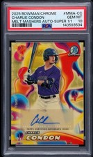 Marketplace image: 2025 Bowman Chrome Charlie Condon 1/1 SUPERFRACTOR AUTO Melt Mashers PSA 10 GEM