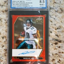 Marketplace image: 2026 Leaf Metal Desean Jackson 1/1 Superfractor Red Circles. Eagles