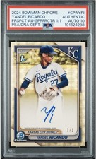 Marketplace image: Yandel Ricardo 2024 Bowman Chrome 1st Superfractor Auto 1/1 PSA Auth/10 Royals