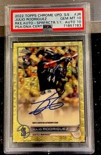 Marketplace image: PSA 10/10 Julio Rodriguez 2022 Topps Chrome Sapphire Superfractor RC Auto #d 1/1
