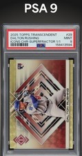 Marketplace image: 2025 TOPPS TRANSCENDENT ICONS CHROME #29 DALTON RUSHING *SUPERFRACTOR* 1/1 PSA 9