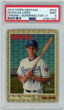 Marketplace image: 2019 Topps Heritage-Chrome Superfractor 1/1-Nicky Lopez/KC Royals (RC) - PSA 9