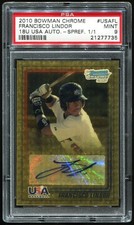 Marketplace image: Francisco Lindor 2010 Bowman Chrome USA SUPERFRACTOR 1/1 AUTO PSA 9! 1st CHROME!