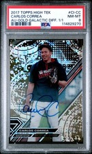 Marketplace image: 2017 Topps High Tek Image Variations #CI-CC Carlos Correa Superfractor 1/1 PSA 8
