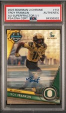 Marketplace image: 2023 Bowman Chrome Troy Franklin Rookie Superfractor Auto OREGON DUCKS. BRONCOS