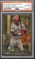 Marketplace image: ELLY De La CRUZ 2022 BOWMAN HERITAGE CHROME PROSPECTS 1/1 SUPERFRACTOR PSA 10 RC