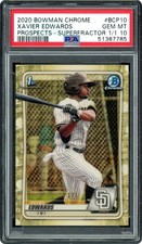 Marketplace image: 2020 Bowman Chrome Xavier Edwards 1/1 Superfractor RC - PSA 10 GEM MINT Marlins