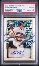 Marketplace image: 2021 Topps Chrome Update Jarred Kelenic #CUSA-JK Auto Superfractor 1/1 RC Rookie