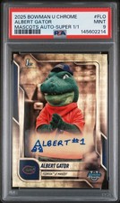 Marketplace image: 2025 Bowman Chrome U Mascots Albert Gator Superfractor Auto 1/1 PSA 9 Florida