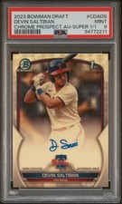 Marketplace image: 2023 Bowman Chrome DP Devin Saltiban Superfractor 1st Rookie RC Auto 1/1 PSA 9