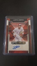 Marketplace image: Justin Lebron 2025 Leaf Optichrome Red Flood Vinyl Superfractor Auto 1/1 Alabama