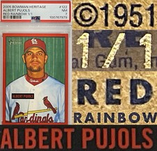 Marketplace image: 1/1 Albert Pujols 1st Bowman “True 1/1” Superfractor Red Rainbow SSSP PSA 7 GOAT