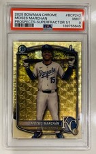 Marketplace image: 2025 BOWMAN CHROME MOISES MARCHAN #1/1 SUPERFRACTOR ONE OF ONE PSA 9 MINT RARE