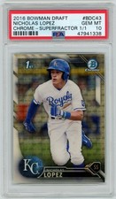 Marketplace image: 2016 Bowman Draft (1st Bowman)-Chrome Superfractor 1/1-Nicky Lopez/Royals-PSA 10