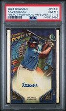 Marketplace image: 2024 Bowman Prospect Power-Up #PPAXI Xavier Isaac Superfractor Auto 1/1 PSA 8